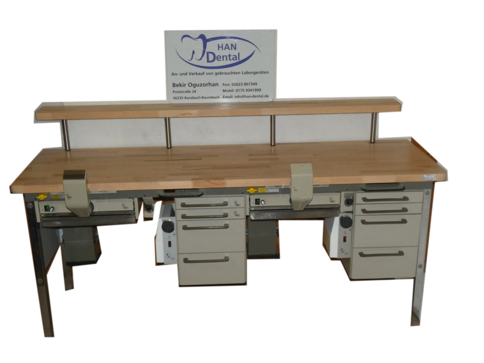 KAVO Doppelarbeitsplatz, 2er Labortisch, mit Absaugung + K9 Knieanlasser #0326 – Bild 3