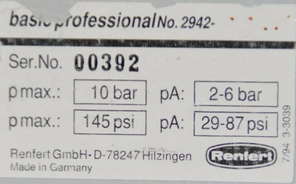 2-Kammer-Sandstrahler, RENFERT, Basic Professional No. 2942 #0132 – Bild 5