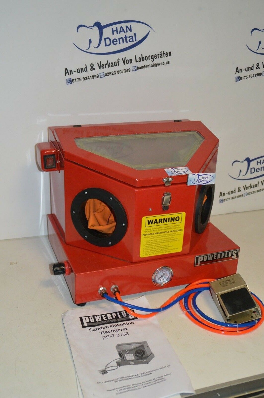 PowerPlus Tools Sandstrahlgerät Umlaufstrahler Sandstrahlkabine Tischgerät 1138 – Bild 3