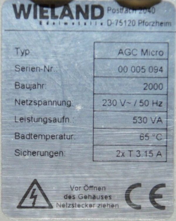 Galvanogerät,WIELAND,Edelmetalle,Galvanisiergerät Zubehör,AGC Micro Galvano#0341 – Bild 5